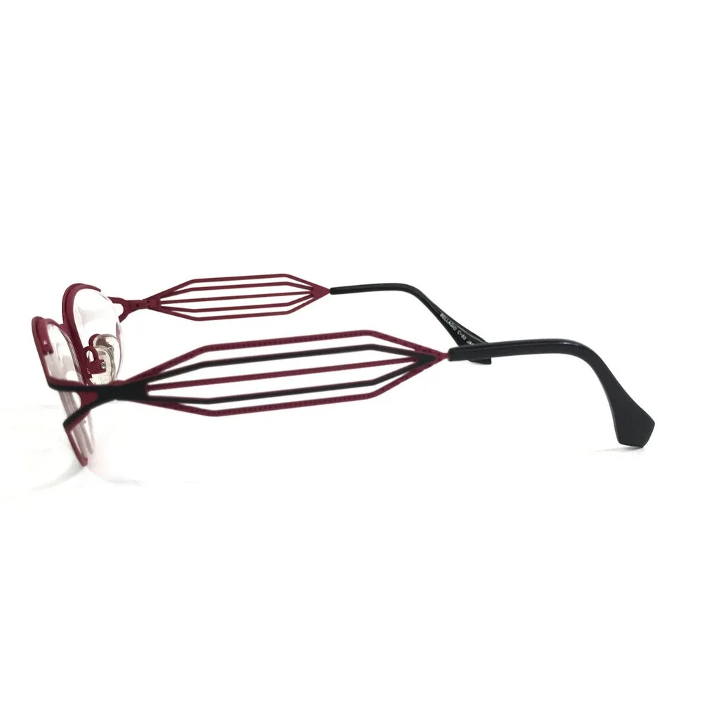 Bellagio Eyeglasses Frames 630 C-03 Black Red Oval Full Rim 50-16-135